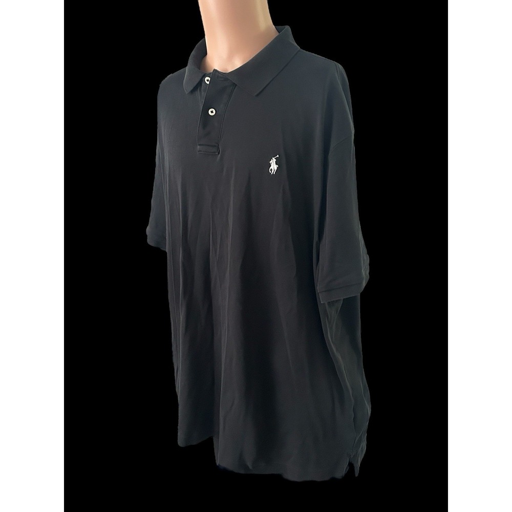 Polo Ralph Lauren Mens Polo Shirt Solid Black White Pony 2XL XXL - Picture 3 of 6